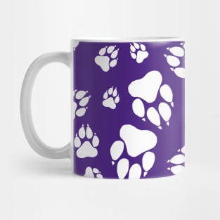 Tiger Paw Prints Pattern White on Purple Digital Design Mug